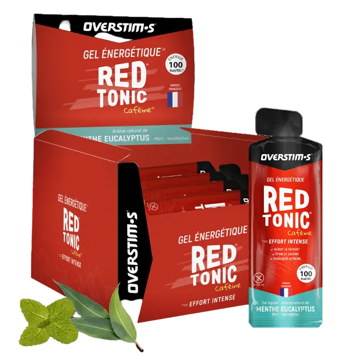 OVERSTIM.s RED TONIC Liquid Energy Gel | Flavor - Mint - Eucalyptus | Display unit 36 gels
